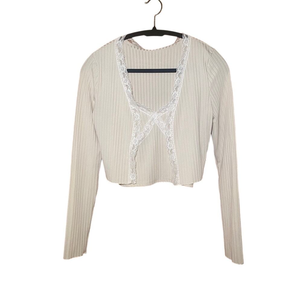 Cream and White - Tank Top & Lace Cover Set - Size Medium